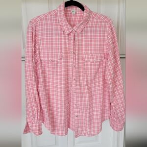 Aerie Pink and White Plaid Button-Down Shirt